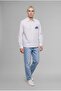 Boxy Fit Striped Long Sleeve Embroidered Detail Blue Cotton Shirt I3028Ax26Hs