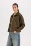 Crop Shirt with Collar, Snap Pockets, Suede Shirt Jacket B2983Ax23Wn - 3
