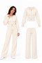 Women's Hooded Double Zipper Knitwear Cardigan and Wide-Leg Pants Two-Piece Set