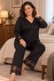 Plus Size Premium Comfort Series Cotton Soft Texture Front Button Lace Luxury Pajamas Set - 3