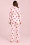 Plus Size Suede Women's Pajama Set Cream Pink Butterfly Patterned - 3
