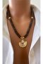 Women's Brown Custom Tip Cylinder Cut Wooden Bead Bohemia Necklace - 4