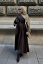 Slim Fit Belted Mix Dress Brown - 8
