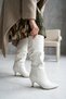 Rumba White Leather Bellows (7 cm Heel) Pull-On Daily Women's Boots - 6