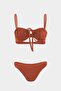 Premium Ruched Detailed Luna Slim Fit Women's Bikini Top - 4
