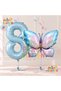 Pink Blue Butterfly and Blue Number Balloon 8 Years Old Balloon Set Butterfly Concept Birthday Foil Balloon Set