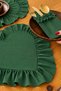 Mossy Series Green Heart Ruffled Linen Placemat / American Service Set of 6 - 3