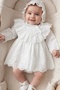 Lotus Baby Girl Embroidered Dress Newborn Luxury Dress Set - Hospital Take-Home and Mevlüt Outfit Set - 3