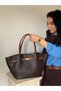 Women's Brown Chrysanthemum Model Crossbody Bag with Adjustable Strap - 3