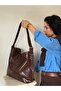 Women's Brown Melisa Model Casual Shoulder Bag with Silver Belt Detail - 2
