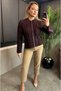 Burgundy Knitwear Cardigan with Lurex Fine Weaving Detail