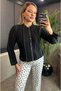 Black Knitwear Cardigan with Lurex Fine Woven Detail - 6