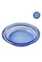 Glass Pie Dish 9.5 Inch, Laurel Embossed Round Pie Plate for Baking, Tart and Quiche, Oven and Microwave Safe, Fern Blue