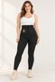 Women's Black Sauna Two Size Body Shaping Corset Leggings with Agraph Waist - 6