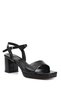 Women's Black Ankle Strap Platform Heels Sandals