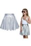 Metallic Shiny Sparkly Shorts Flared Party, Show, Event, Holiday Skirt — Silver