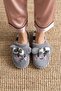 Women's Gray Shy Rabbit Detailed Plush Winter House Slippers 3 cm Byndmtftav01 - 4