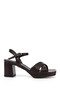 Women's Brown Ankle Strap Platform Heels Sandals