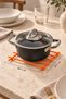 Orange Flat Bar Fireproof Trivet, Counter Top Base - Metal Stainless