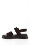 Women's Brown Suede Buckle-Strapped Genuine Leather Sandals - 6