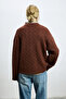 Stella Camel Hair Blended Crew Neck Knitwear Sweater Burgundy - 7