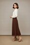 Women's Long Skirt with Ruffled Hem and Openings – 18288Etk Dark Brown - 2
