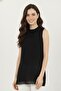 Women's Sleeveless Tulle Detailed Undergarment Tunic - 10270Tun Black