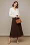 Women's Long Skirt with Ruffled Hem and Openings – 18288Etk Dark Brown