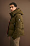 Vorn Men's Removable Hooded Goose down Inflatable Coat Khaki - 4
