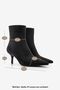 Women's Pointed Toe Zippered Suede Look Thin Heeled Boots Vesron Black Suede - 8