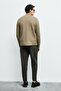 Enrico Zippered High Collar Knitwear Cardigan Beige - 6