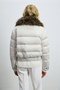 Daisy Women's Fur Goose down Shiny Inflatable Coat Cream - 7