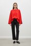 Off-Shoulder Sleeve Detailed Knitted Tunic Red - 4