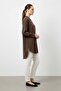 Women's Buttoned Long Tunic with Brooch Detail -10763 Brown - 2
