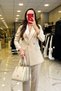 Ekol Sand Gold Button and Pocket Detailed Blazer Jacket Set - 2