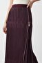 Women's Pleated Slit Detailed Long Skirt – 18303Etk Plum - 2