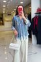 Gold Satin Patterned Buttoned Shirt - 3