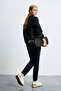 Angelına Women's Knitted Sweatshirt Black - 6