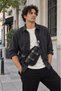 Genuine Leather Saddle Bag – Frisco Leather Cross Shoulder Bag with Magnetic Closure – Black - 3