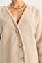 Women's Ecru V-Neck Stylish Asymmetrical Buttoned Melted Cashmere Cardigan 55000 60283567 - 5
