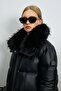 Mother Women's Fur Goose down Inflatable Coat Black - 4