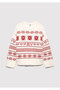 New Year's Themed Ecru Sweater Oversized / Wide Cut 1710804-70057 - 6