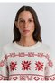 New Year's Themed Ecru Sweater Oversized / Wide Cut 1710804-70057 - 5