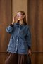6707 - Stylish Comfortable Suede Collar-Trimmed Long Tunic Denim Jacket