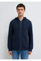 Hooded Zippered Navy Blue Basic Sweatshirt 0S10423-70490 - 4