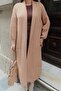 Women's Camel Soft Textured Long Knit Cardigan - 6