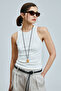 Mınıoto Women's Modal Blended T-Shirt Off White - 3