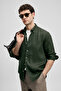 Pitaya Men's Linen Shirt Comfort Fit Dark Green - 2