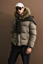 Josep Men's Removable Fur Hooded Goose down Inflatable Coat Toprak - 3