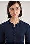 Button Detailed Navy Blue T-Shirt Fitted / Fitted Cut 1612915 -82318 - 7
